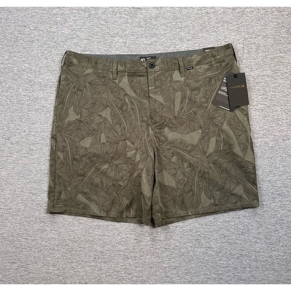 Hurley Phantom Hybrid Shorts Mens 40 Green Performance Stretch Floral Beach NEW - Picture 1 of 10